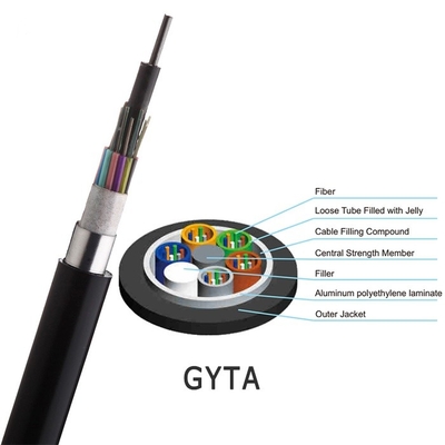 야외 도관 단일모드 G652d는 광섬유 케이블 GYTA 12 24 36 48 72 핵심을 강탈했습니다